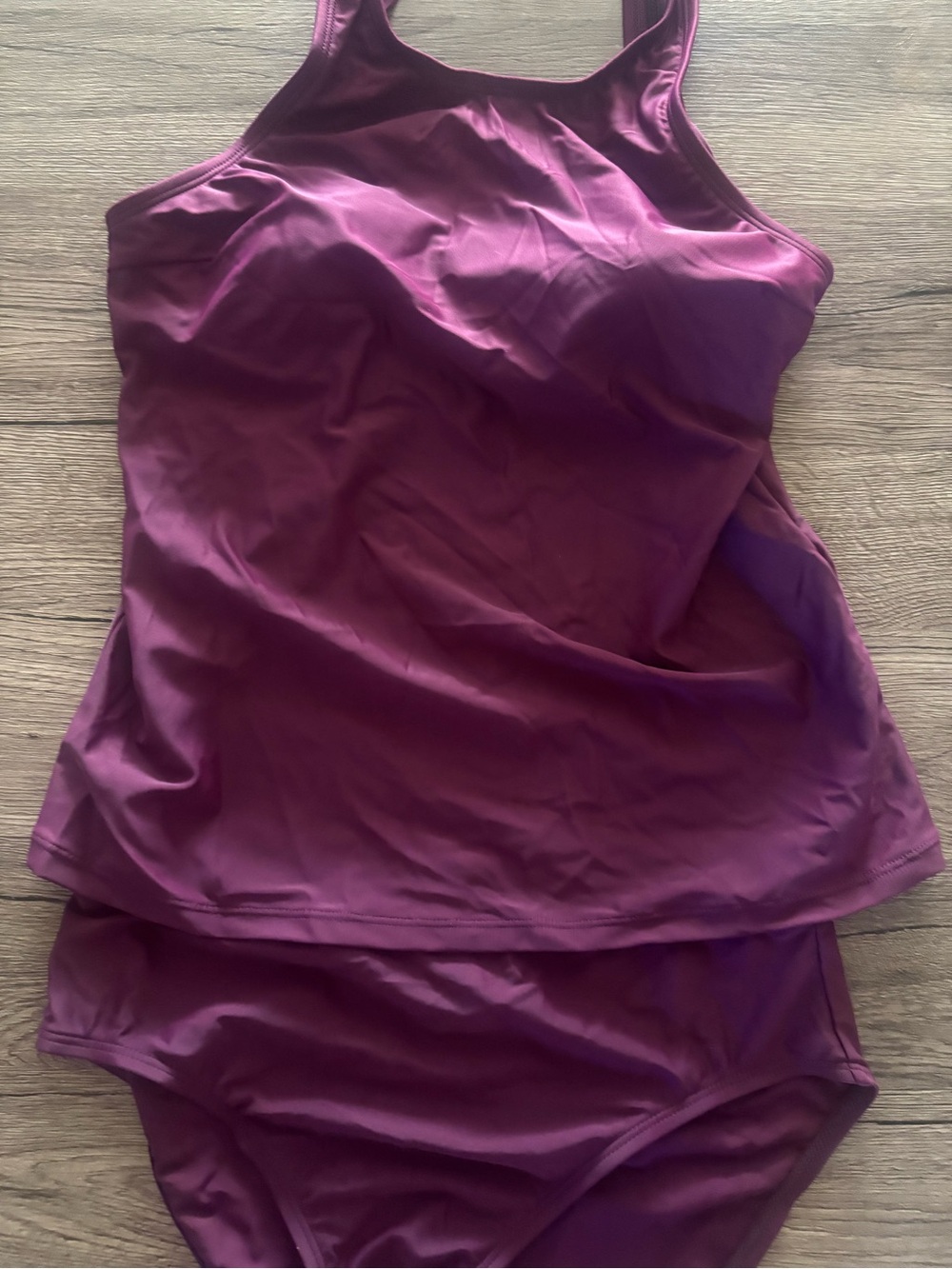 Coastal Rose Plum Two-Piece Tankini Swimsuit